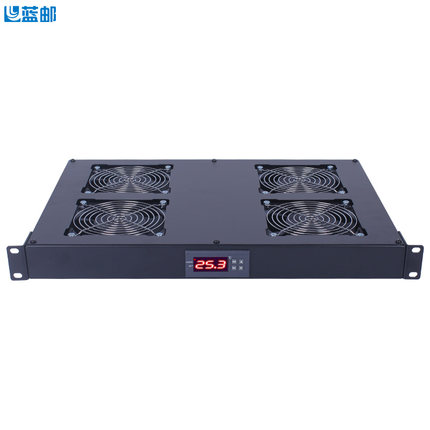 蓝邮机柜散热风扇1U19英寸服务器交换机调制器散热智能切换温控器风扇单元安装机房通风散热风机恒温LY-L2028